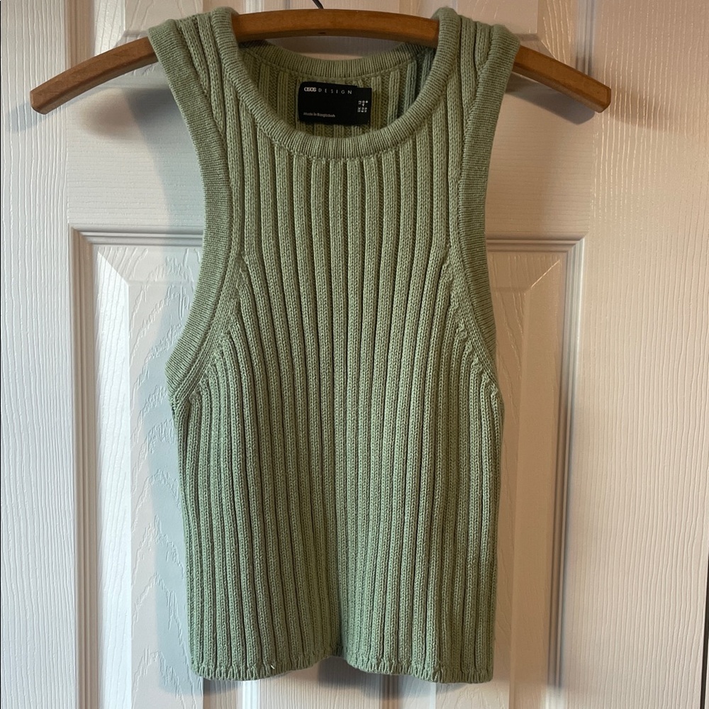ASOS cropped sleeveless sweater- sage green